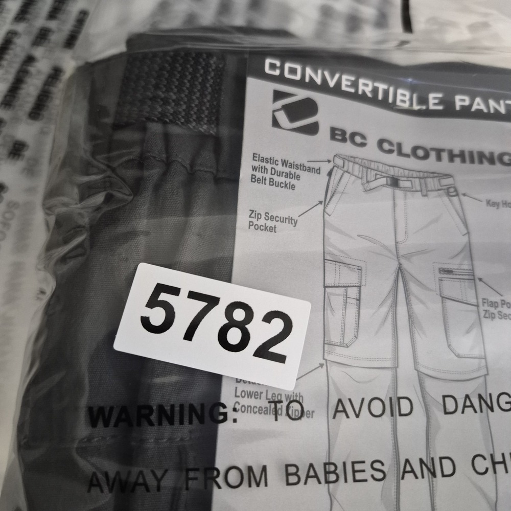BC Clothing Convertible Cargo Pants Men's Large 32" Inseam Gray Hike Outdoor NWT - Picture 9 of 9